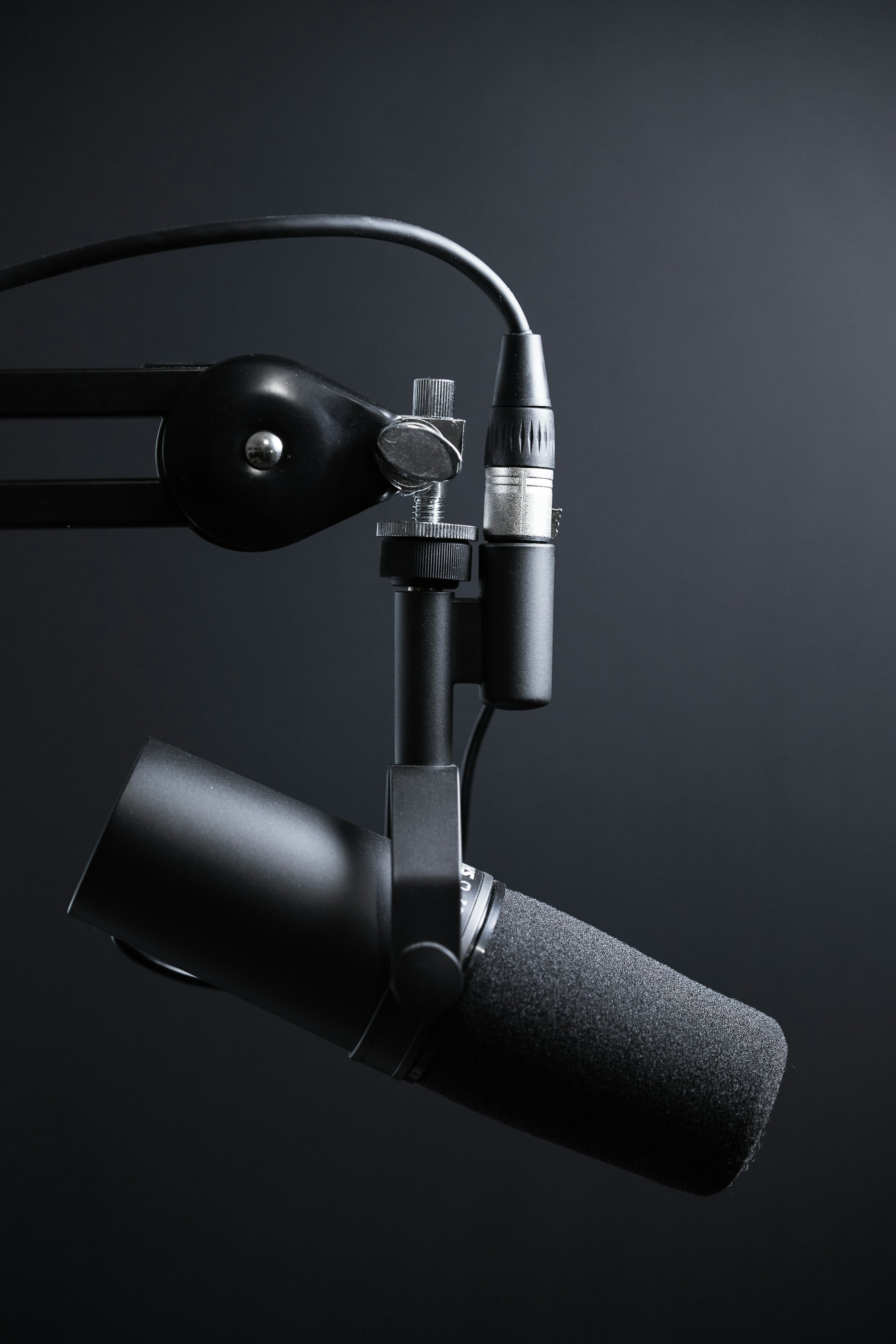 Studio microphone on a boom arm